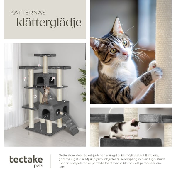 tectake Klösträd katt Knuti Grafitgrå