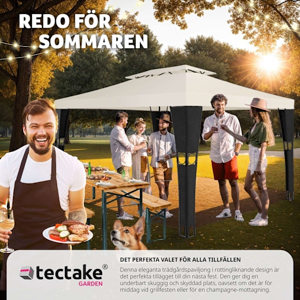 tectake Paviljong i konstrotting Mona 3x4m Grädde