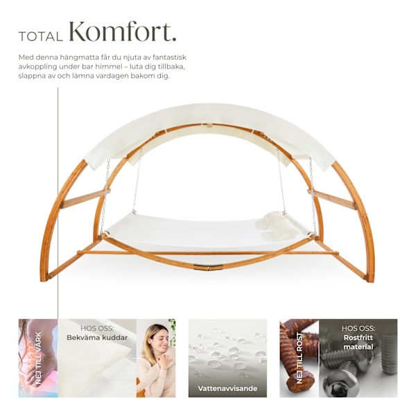 tectake Hängmatta Locarno för 2 personer 328x160x171,5cm Teak