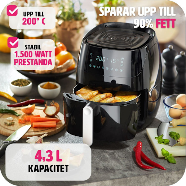 tectake Airfryer Yaiza 4.3 L Svart