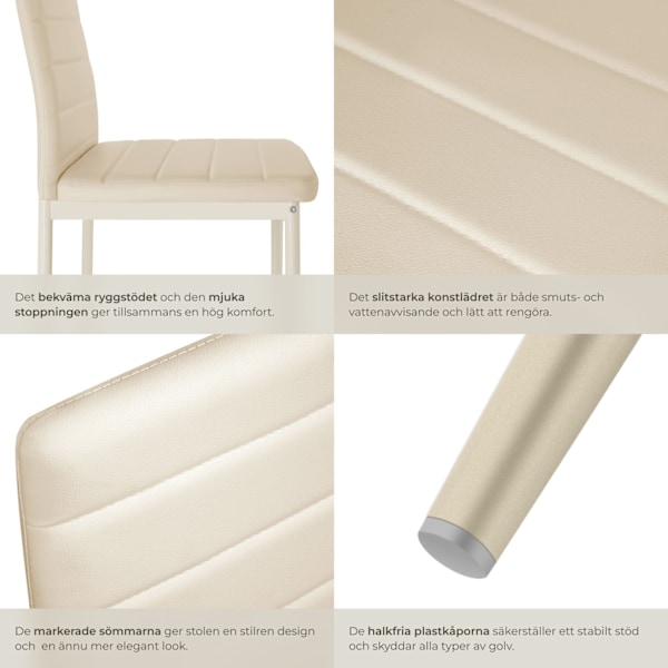 tectake Matstolar konstläder -  Uppsättning om 8 Beige