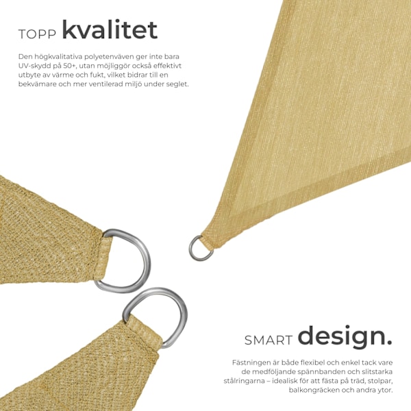 tectake Solsegel i polyeten trekantigt, beige - 400 x 400 x 400 cm Beige