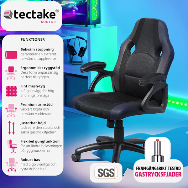 tectake Kontorsstol Benny Svart