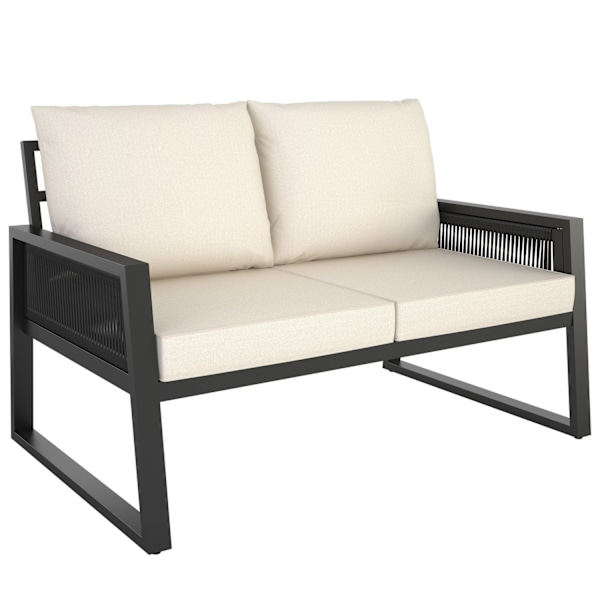Loungeset Captive i rep-design - Set 2 (1 x soffa / 1 x bord) Grafitgrå