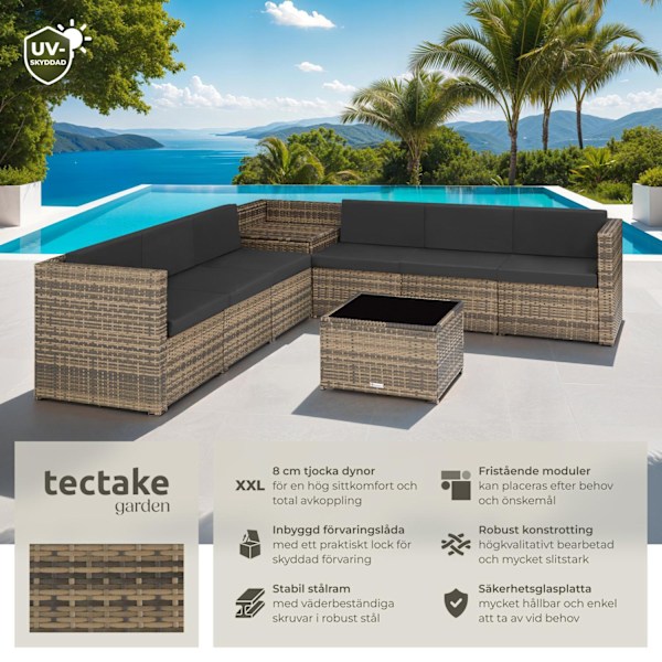tectake Loungeset Verona i konstrotting Natur