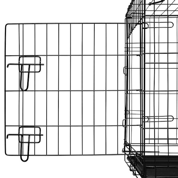 tectake Hundbur, gallerbox Luna, hopfällbar, med 2 dörrar - 91,5 x 59,5 x 64 cm Svart