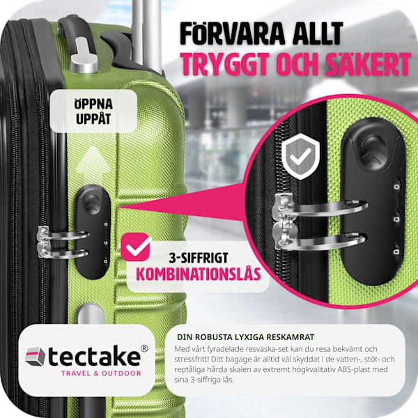 tectake Resväskeset 4 stycken med hårt skal Grön