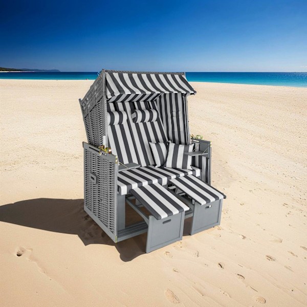 tectake Strandkorg med dyna, inklusive skyddsöverdrag Vit