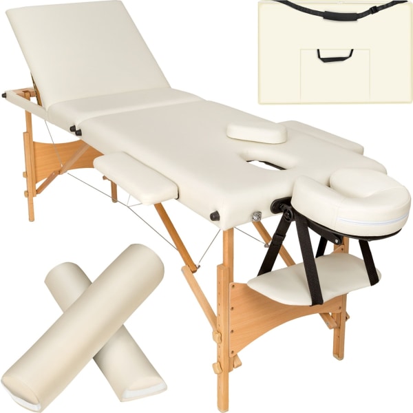 tectake 3-zons massagebänk-set Daniel med stoppning, rullar och Beige