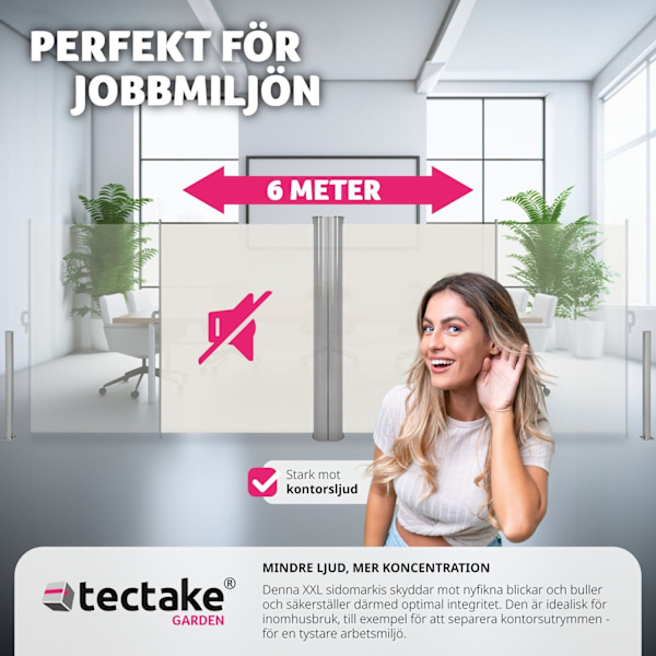 tectake Sidomarkis dubbel i Aluminium - 160 x 600 cm Beige