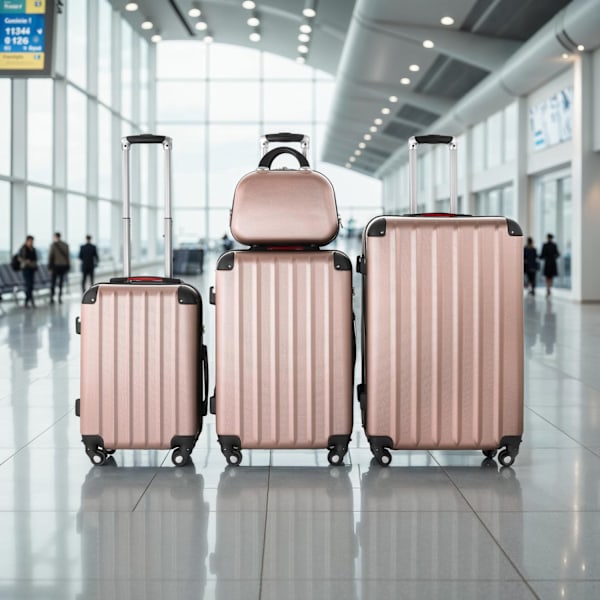 tectake Resväskor 4 set Pucci, bagage av ABS-hårdplast RoseGold