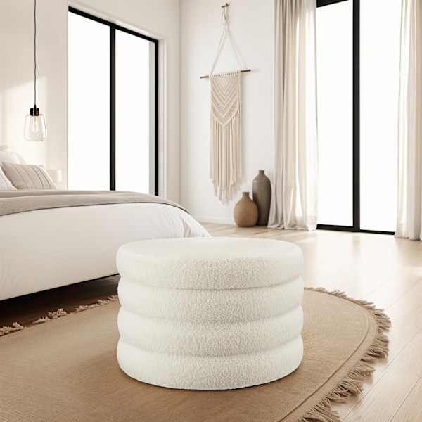 tectake Sittpuff med förvaringsutrymme Altu XL Bouclé cremevit