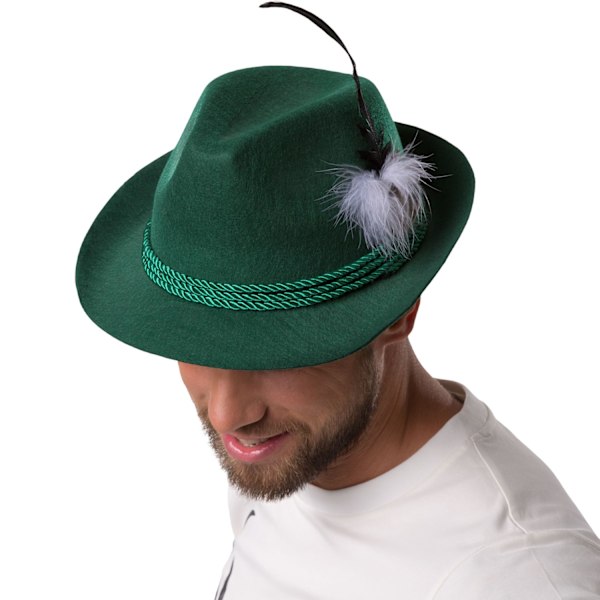 tectake Grön traditionell bayersk hatt med fjäder Grön