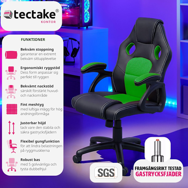 tectake Gamingstol Mike Grön