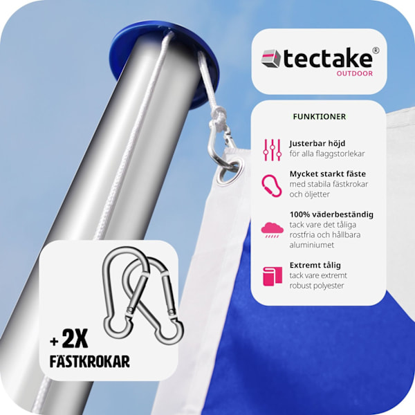 tectake Flaggstång i aluminium multifärg