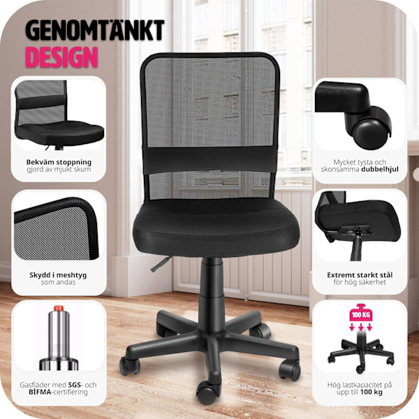 tectake Kontorsstol Patrick Svart