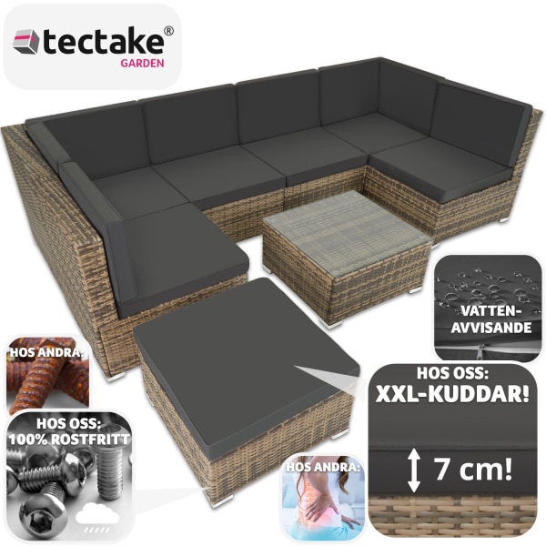 tectake Loungeset Venedig, Loungegrupp i konstrotting Natur