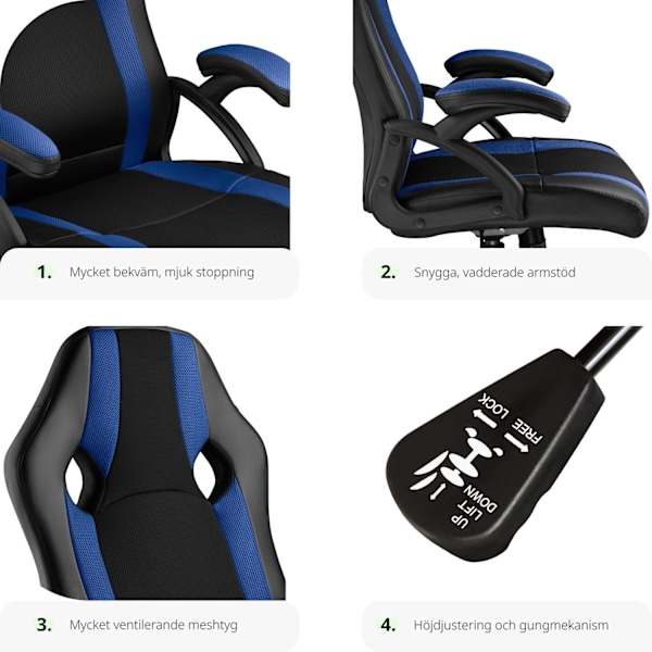 tectake Gamingstol Goodman Blå