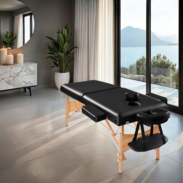 tectake Set 2-zons massagebänk inklusive massagerullar och bärväska Svart