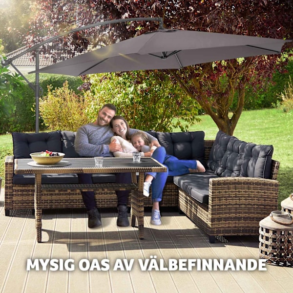 tectake Parasoll 350 cm grå