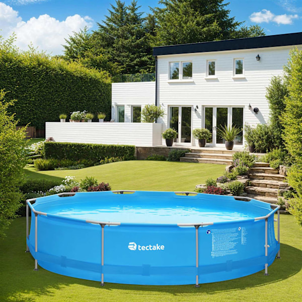 tectake Pool rund med filterpump Ø 360 x 76 cm Blå