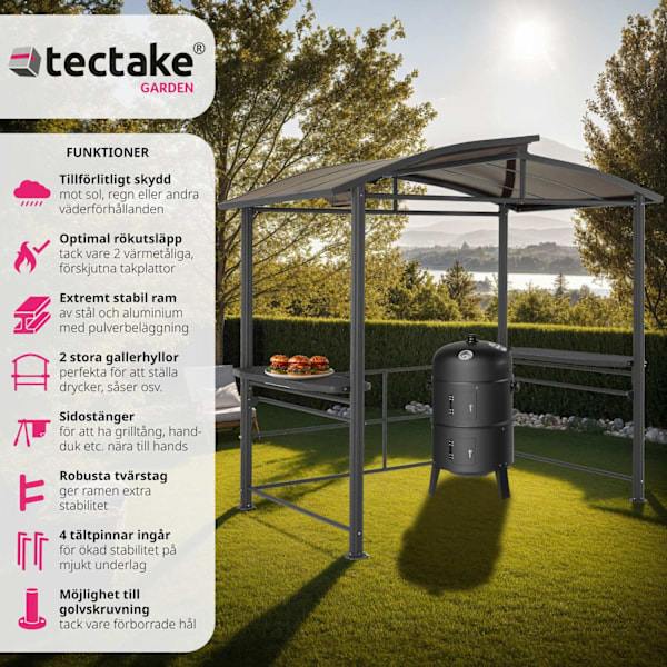 tectake Grillpaviljong  Asado 2,4x1,5x2,34m grå