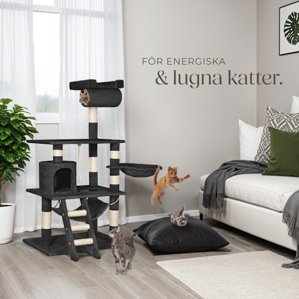tectake Katt klösträd, klösmöbel Sabrina Svart