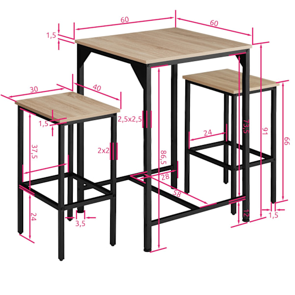 tectake Barset Iverness Ljusbrun