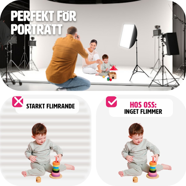 tectake Studiolampa med softbox, stativ och väska Svart