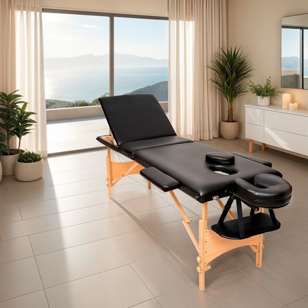 tectake 3-zons massagebänk inklusive bärväska Svart