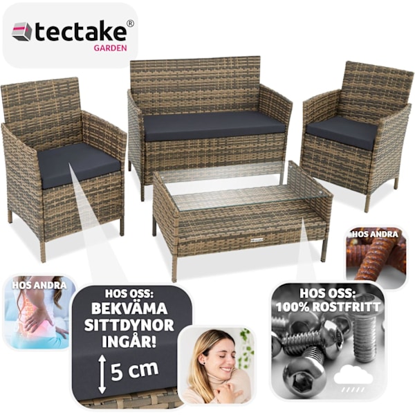 tectake Soffgrupp Madeira i konstrotting Natur