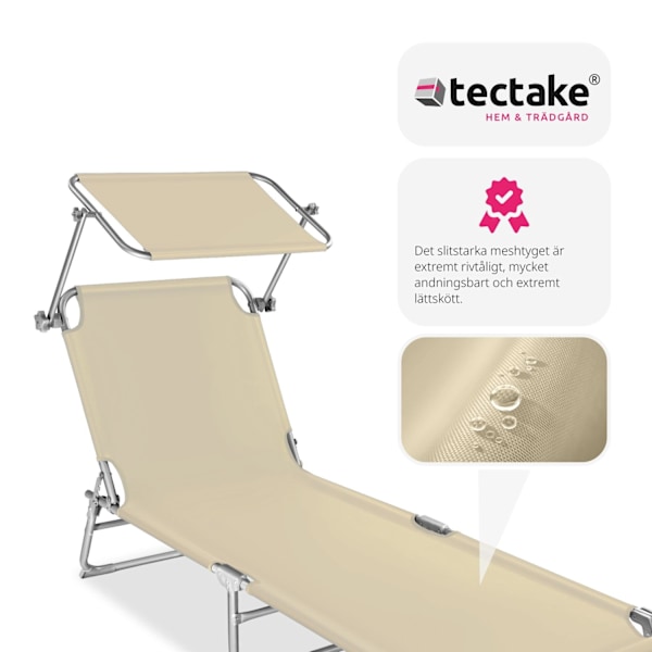 tectake Solsäng med soltak Beige