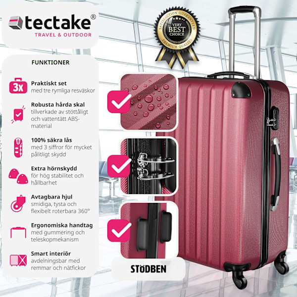 tectake Hårda resväskor i 3-set Röd