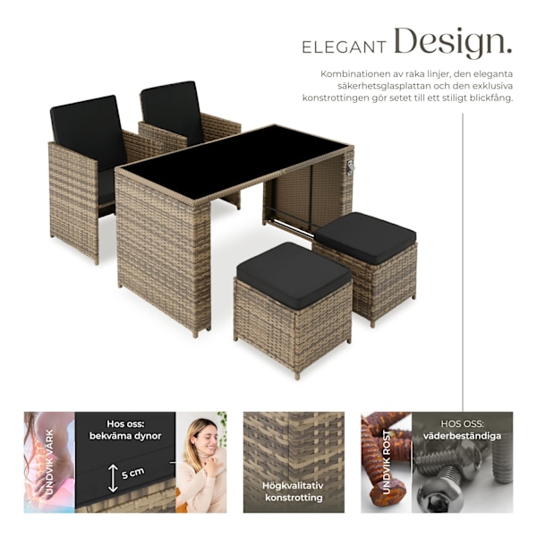 tectake Loungegrupp i konstrotting Palermo Natur