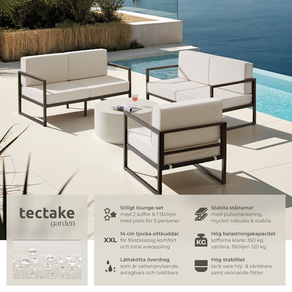 tectake Loungeset Comosa för 5 personer Beige