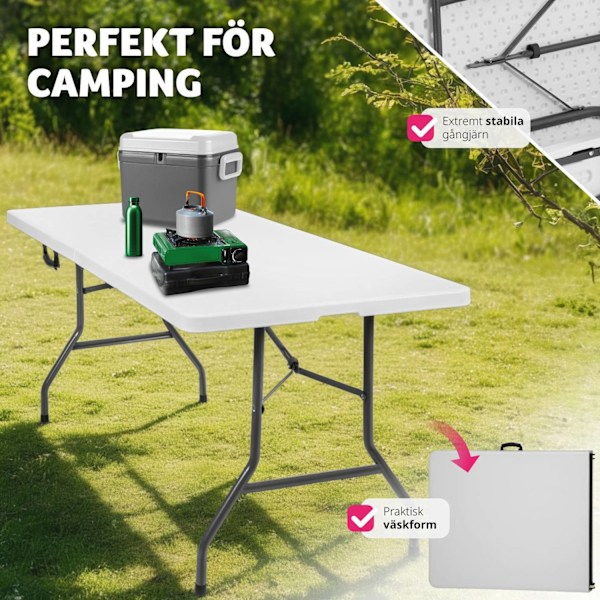 tectake Camping fällbord 183x76x74cm Vit