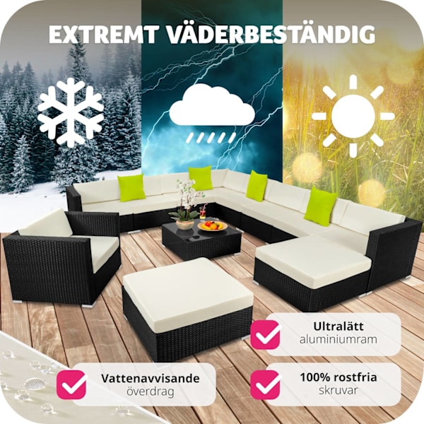 tectake Loungeset Las Vegas i konstrotting Svart