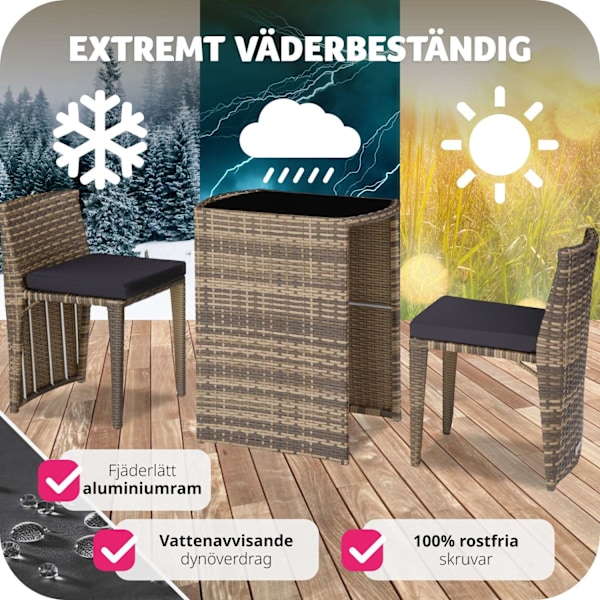 tectake Sittgrupp i rotting Hamburg aluminium Natur