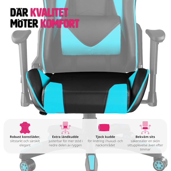 tectake Premium Gamingstol Twink Azurblå