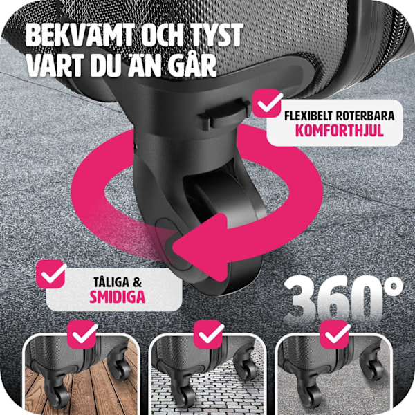 tectake Hårda resväskor i 3-set Svart