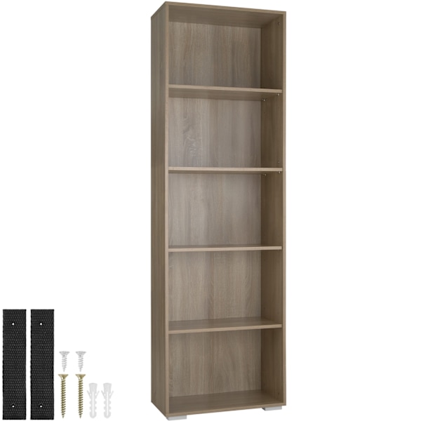 tectake Bokhylla Lexi - 5 hyllplan Ek