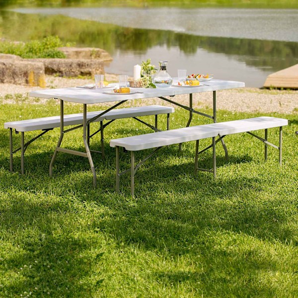 tectake Camping fällbord 183x76x74cm Vit