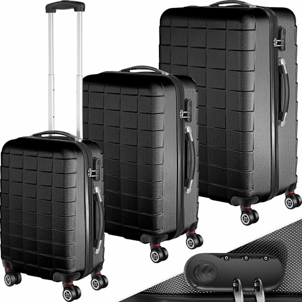 tectake Resväskor 3 stycken set i hardcase, Hårda resväskor Svart