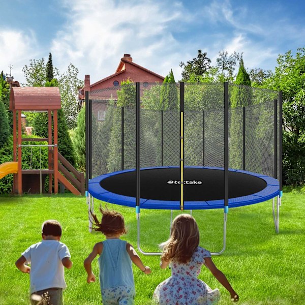 tectake Studsmatta Garfunky med skyddsnät , upp till 80 kg - 457 cm Blå