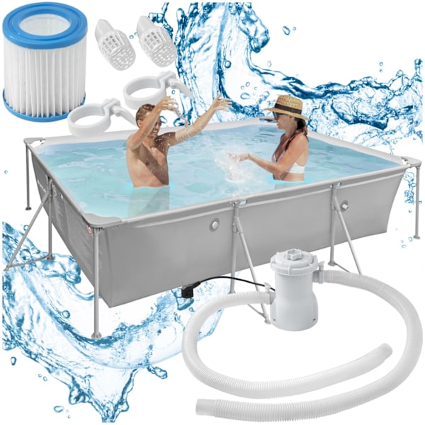 tectake Pool fyrkantig 300 x 207 x 70 cm grå