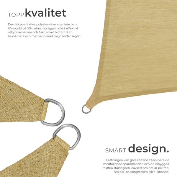 tectake Solsegel i polyeten kvadratiskt, beige - 400 x 400 cm Beige