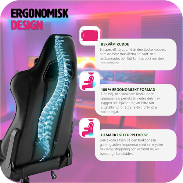 tectake Premium Gamingstol Twink Svart