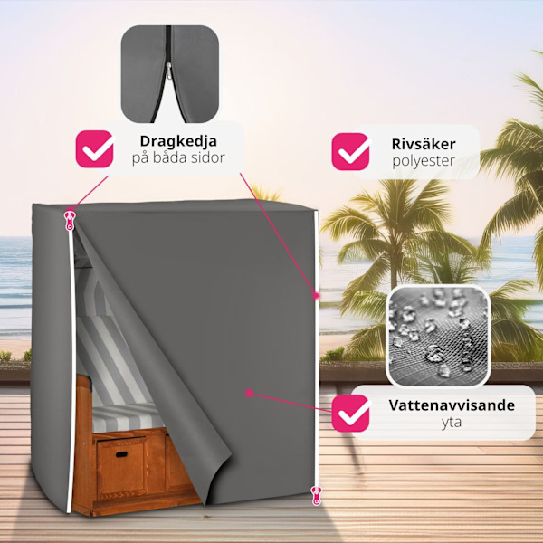 tectake Skyddsöverdrag för strandkorg grå