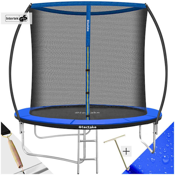 tectake Studsmatta Jumpy med skyddsnät - 244 cm Blå