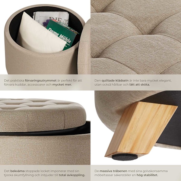 tectake Sittpuff med förvaringsutrymme Suna Sand